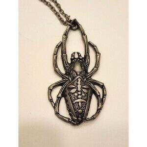 Pagan Spider Pendant Necklace Metal Gothic Statement Jewelry